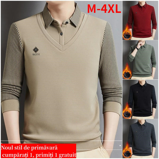 🔥Venta caliente 🔥🍂 nuevo estilo suéter de punto para hombres de mediana edad camisa polo de moda con solapa superior【M-4XL】