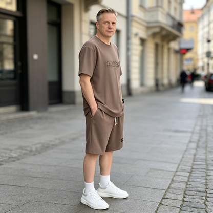 ✨【Płatność przy odbiorze】Męski 2-częściowy letni zestaw sportowy – wygodna koszulka z krótkim rękawem i spodenki na co dzień i do domu