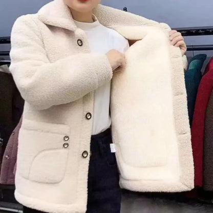 🔥💥🔥☃️Dámska teplá bunda jeseň a zima 2025, nová móda, zamat, hrubá imitácia jahňacej vlny