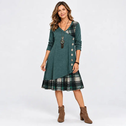 👗【S-3XL🔥】Dámske ležérne šaty s dlhým rukávom a kontrastnými detailmi ✅️Dobierka