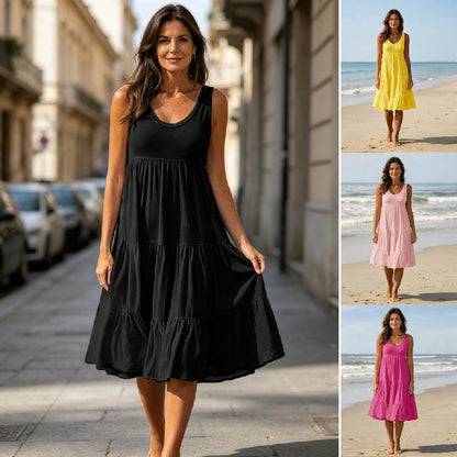 👗 【S-5XL】 Prosta sukienka w jednolitym kolorze ✅️Płatność przy odbiorze