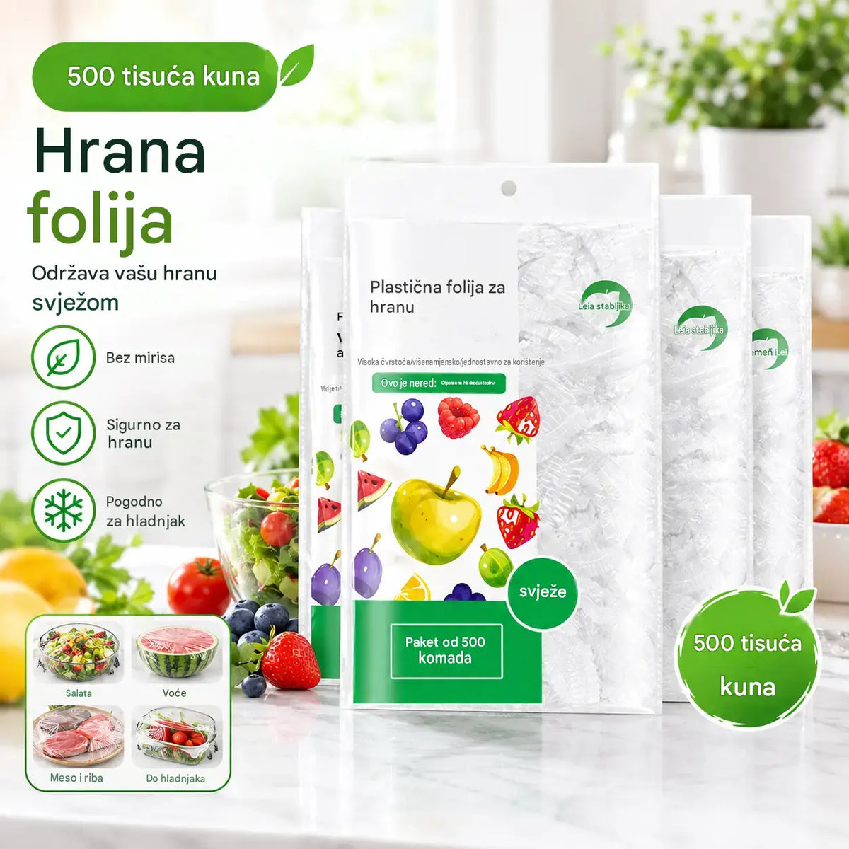 🔥🔥【500 komada】-- 25 €【Posljednja prodaja: 50% popusta】✨500 listova fleksibilne folije za hranu za višekratnu upotrebu