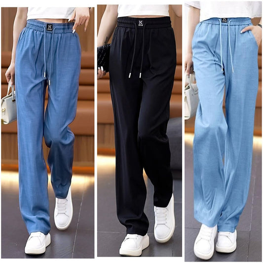 【🔥Nowy model, który jest gorąco sprzedawany】❤️【S-3XL】 Dżinsy z wysokim stanem i szerokimi nogawkami typu Ice Silk