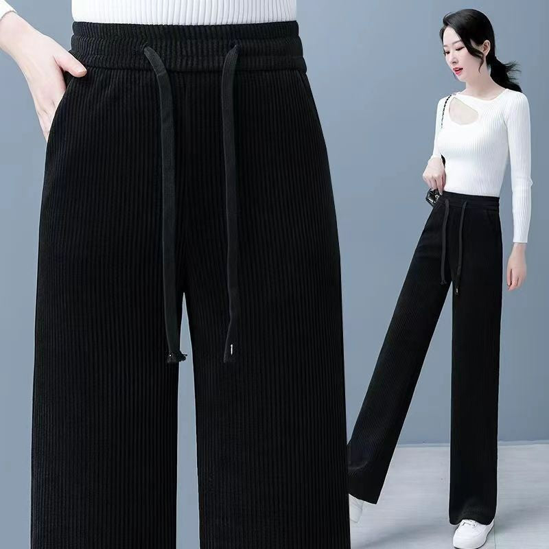 Nuevos pantalones casuales de terciopelo para otoño e invierno 2025, de pierna ancha, muy cómodos de llevar.