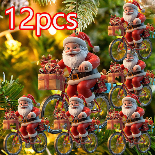 🎁🌲12-częściowy zestaw ozdób z motywem Świętego Mikołaja – idealny na choinkę i świąteczną dekorację domu