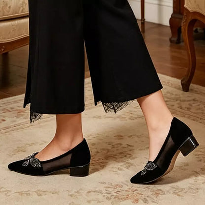 🔥【Zniżka ograniczona czasowo】【35-41】🔥Eleganckie buty z siateczką i kryształkami: stabilny obcas, który pomaga walczyć ze zmęczeniem