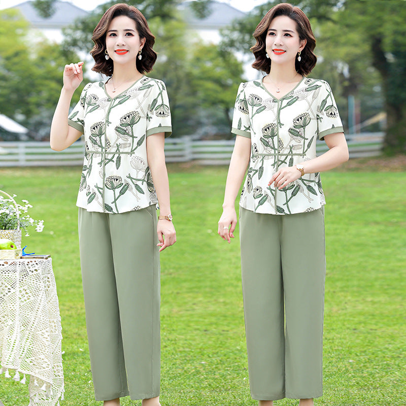 👚 【Rozmiary L-4XL】Zestaw casualowy z nadrukiem lotosu – wygoda i elegancja na letnie dni