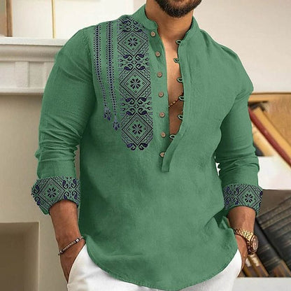 🥰Nuevas camisas de hombre europeas y americanas de moda de verano, cuello alto de moda, medio cárdigan, informales y versátiles.