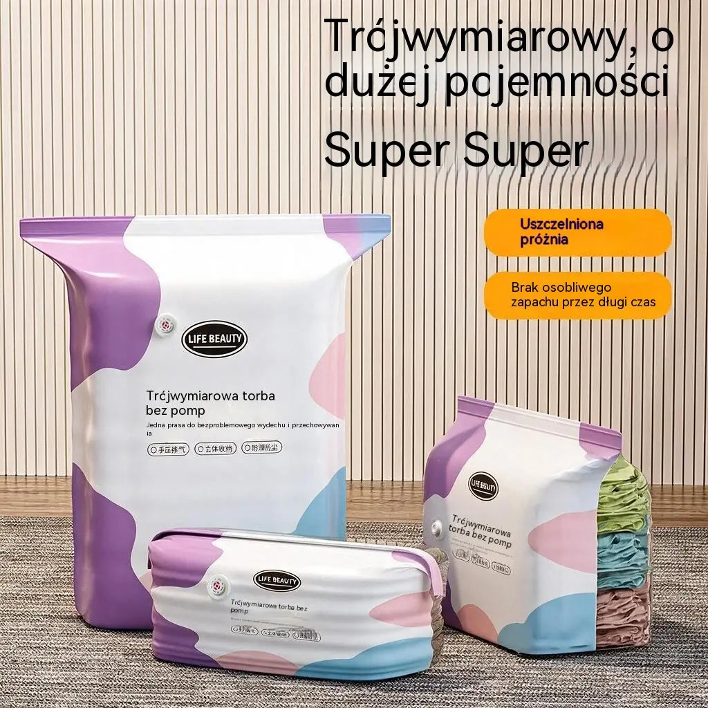 🧳 5 sztuk za jedyne 119 zł 💨 Duże, elastyczne worki próżniowe do przechowywania: Nie wymagają pompki, są szczelne, idealne do oszczędzania miejsca w walizce i w domu ✈️