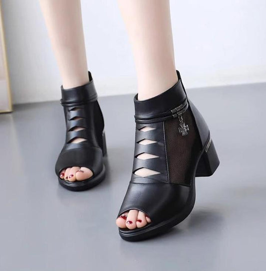 💥【Kup jeden, drugi dostaniesz gratis】💥【🔥30% zniżki】【35-40】2025 letnie, nowe, stylowe, siatkowe sandały na grubym obcasie, oddychające i wydrążone na wysokim obcasie👡