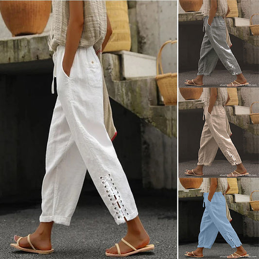 💯【Rabat ograniczony czasowo】【S-2XL】🔥Eleganckie i proste spodnie damskie na co dzień z koronkową lamówką