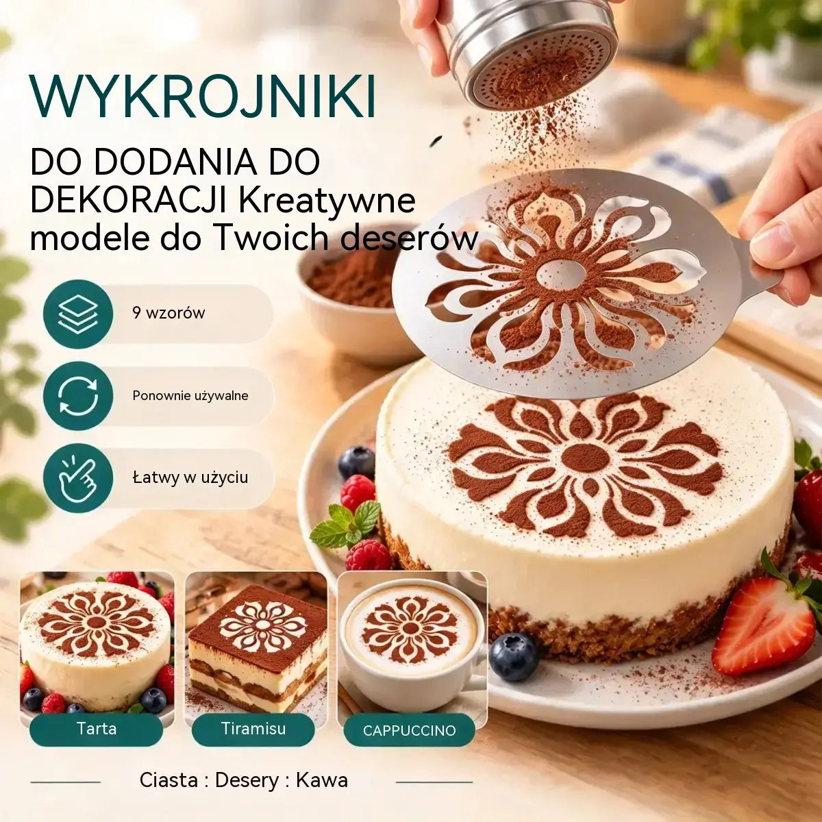 9 sztuka 109 zł☕ Forma do kawy latte art ze stali nierdzewnej