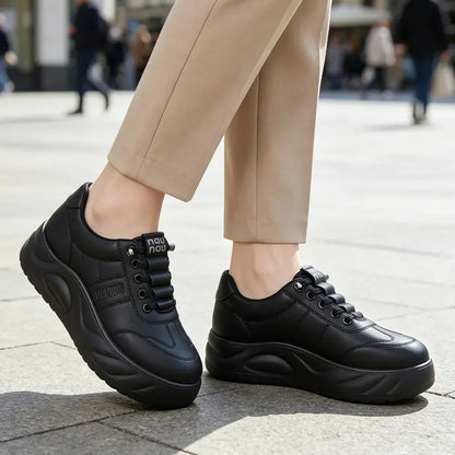 【36-41】Nowe damskie buty skórzane z miękką podeszwą – wygodne, antypoślizgowe, z grubą podeszwą, idealne do pracy i na co dzień dla mam