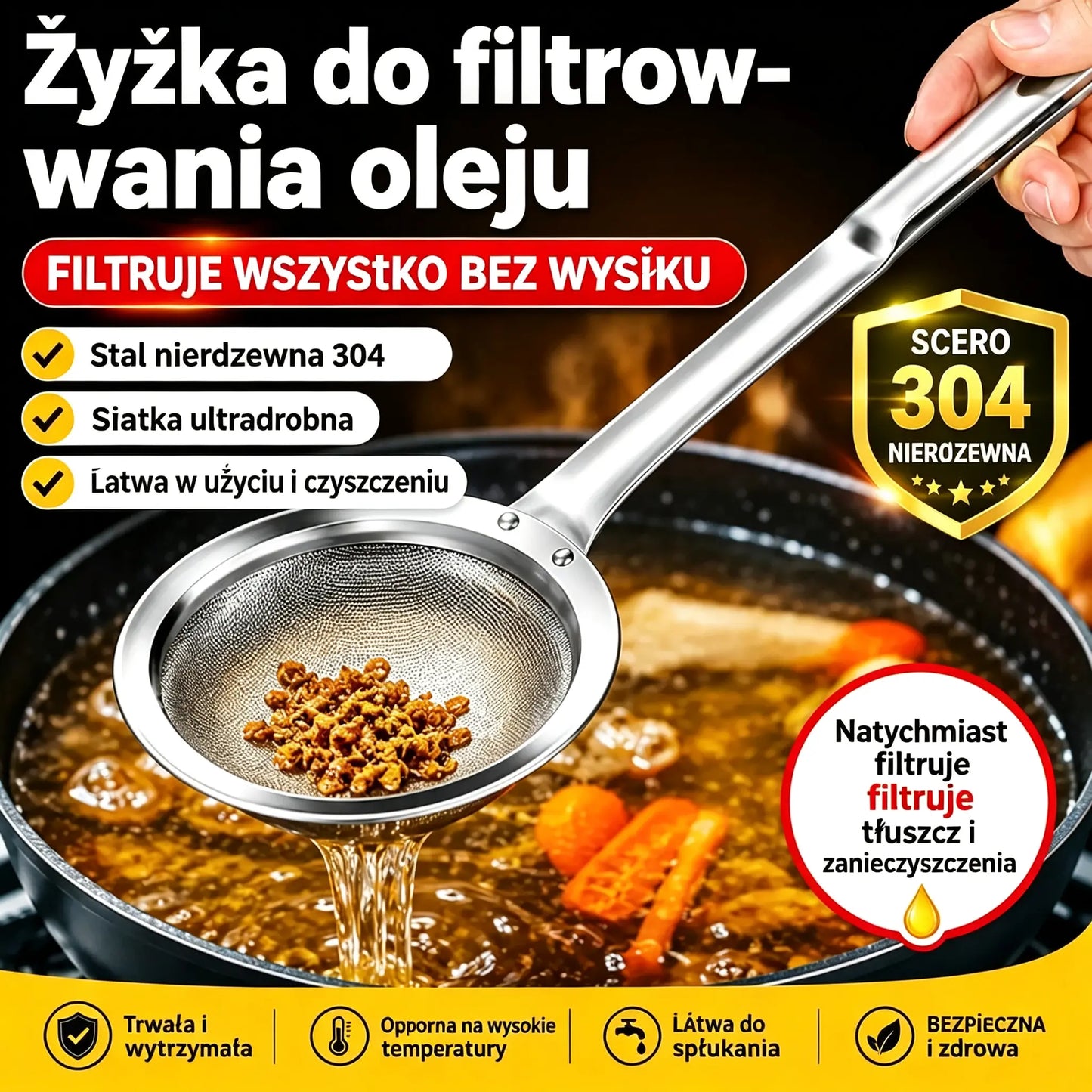 🍲 【Zestaw 3 szt.】Łyżeczki do filtra oleju ze stali nierdzewnej 304