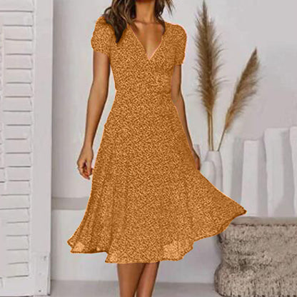 🌈👗 50% de descuento 🔥【40-100 kg】Vestido de manga corta con escote en V y estampado de lunares, tallas grandes ✅️Pago contra entrega