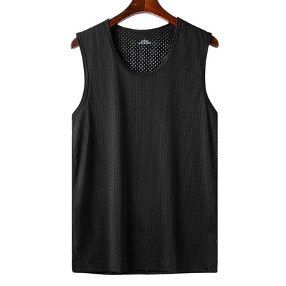 💥【Compra uno y llévate otro gratis】💥Chaleco de malla de seda de hielo para hombre, fino, ajustado, deportivo, sin mangas, para fitness, para hombre