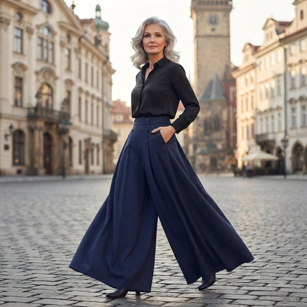 【M-5XL】Eleganckie spodnie damskie plisowane z wysokim stanem i szerokimi nogawkami, luźny krój, podkreślające figurę, przewiewne i wygodne latem.