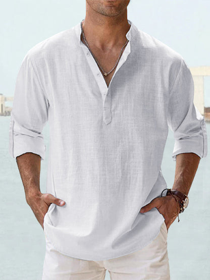 【S-5XL】Camisas de manga larga de algodón y lino para hombre, de alta calidad, de moda y muy populares en Europa y América (2025).