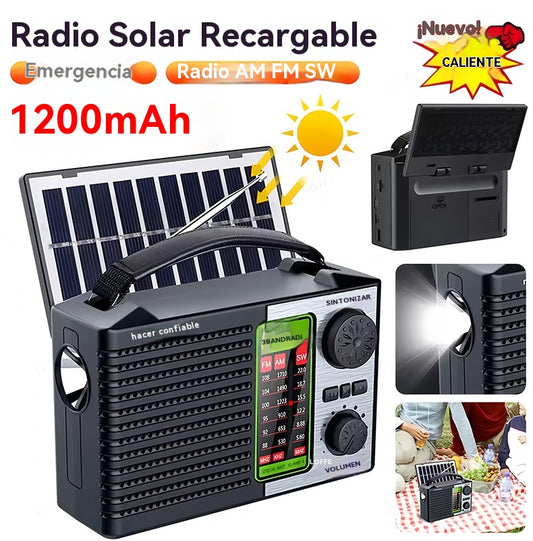 🏕️💥Oferta especial💥🏕️ Radio multifunción portátil solar, ✅Admite escucha de frecuencia completa de banda completa ✅Admite modo Bluetooth
