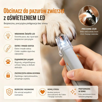 🐱🐶 Obcinacz do pazurów dla zwierząt z diodą LED dla kotów i psów