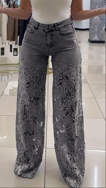 【Producto estrella】 🌸2025 Vaqueros con encaje calado y temperamento a la moda para mujer