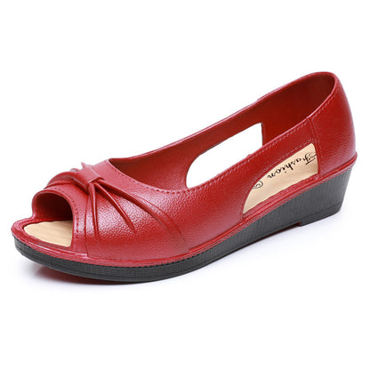 🌼【Zniżka ograniczona czasowo】【36-40】🔥 Stylowe sandały damskie w jednolitym kolorze, miękka podeszwa na platformie, buty z wycięciami, otwarty palec u nogi, buty w kształcie kostki na lato