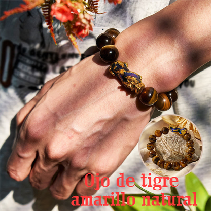 🐅Pulsera de ojo de tigre amarillo natural💰el rey de los animales auspiciosos que te trae riqueza y buena fortuna.