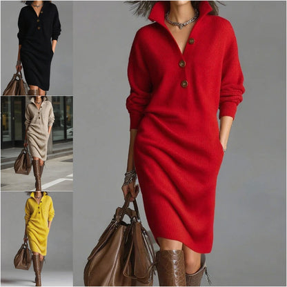 🍂2025. nova europska i američka pletena haljina s ovratnikom - visoka kvaliteta.