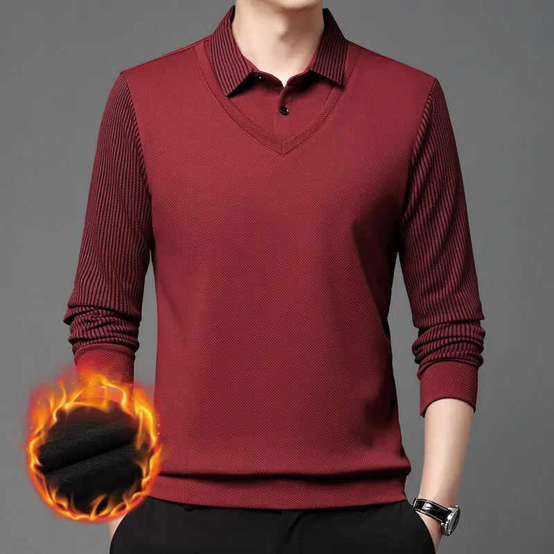 【M-4XL】 Polo majica dvodijelnog izgleda s prugama u stilu imitacije patchworka