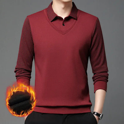 【M-4XL】 Polo majica dvodijelnog izgleda s prugama u stilu imitacije patchworka
