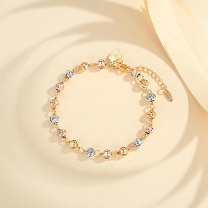 🤍🎀Más vendido✨ Pulsera de cuentas de ojo de gato en oro rosa brillante de 18 quilates