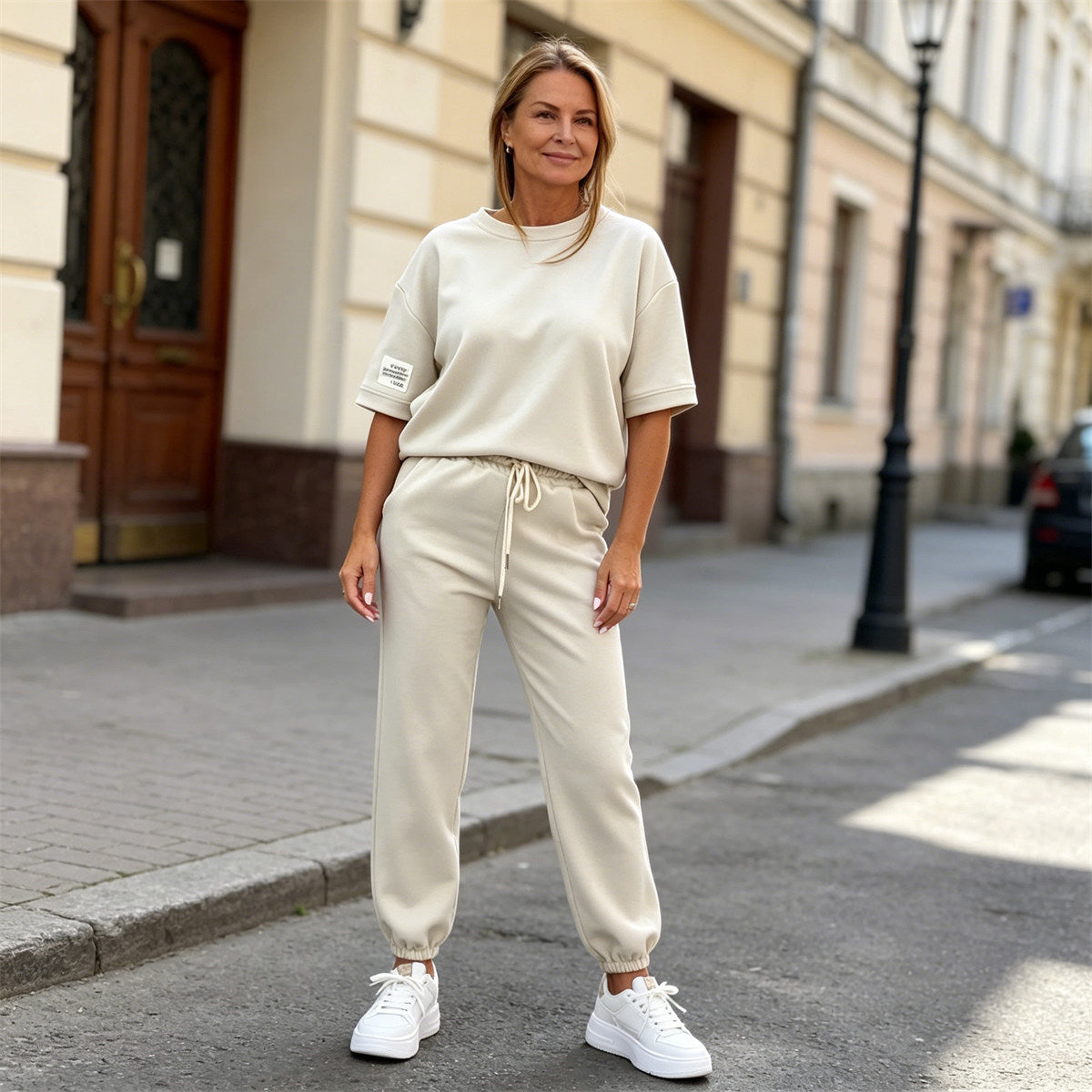 🔥【Zniżka ograniczona czasowo】【S-5XL】✨ Damski zestaw casualowy z jednolitym topem i spodniami