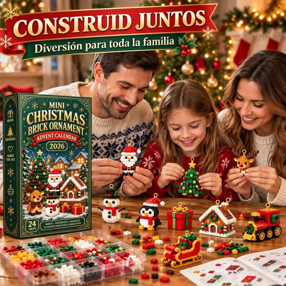 🎄🧱 Calendario de Adviento de Bloques de Construcción | 24 Días de Cuenta Atrás con Mini Adornos Navideños | Incluye Anillas para Colgar en Árbol y Guirnaldas 🌟