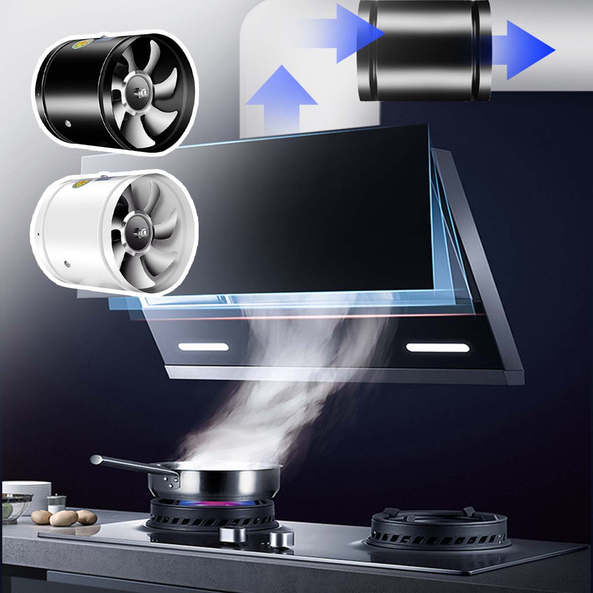 📢💥📽Potente extractor cilíndrico, ⚡Reducción de ruido de graves, ⚡Buena calidad, ⚡Ahorro de energía, ventilación por extracción🧊, adecuado para restaurantes, cocinas, baños, supermercados, oficinas,