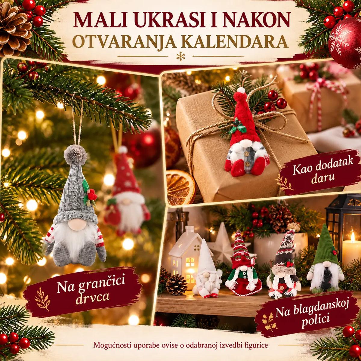 🎄🎅✨【1 set, 24 prozorčića】Adventski kalendar 2026. s patuljcima – 1 nasumični patuljak i 23 različite figure od PVC-a / pliša.