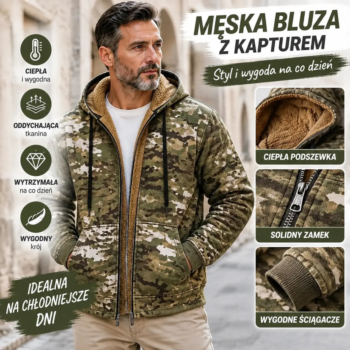 👨‍💻🧥✨【S-5XL】🔥Nowa męska bluza z kapturem i zamkiem błyskawicznym w stylu retro, z cyfrowym nadrukiem 3D