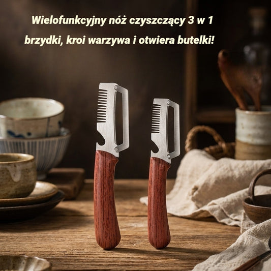 ✅ Kup 1, a dostaniesz 2 (łącznie 2 sztuki) 🧅🔪 Wielofunkcyjny nóż do obierania 3 w 1: czyści, kroi warzywa i otwiera butelki! 🔥