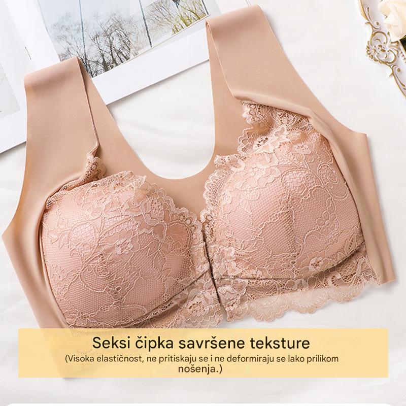 💖Najniža cijena za ograničeno vrijeme【Set od 5 dijelova】【40-100 kg】😍🩲Veliki push-up grudnjak s prekrasnim čipkastim leđima, push-up izrezom i kopčanjem sprijeda