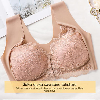 💖Najniža cijena za ograničeno vrijeme【Set od 5 dijelova】【40-100 kg】😍🩲Veliki push-up grudnjak s prekrasnim čipkastim leđima, push-up izrezom i kopčanjem sprijeda