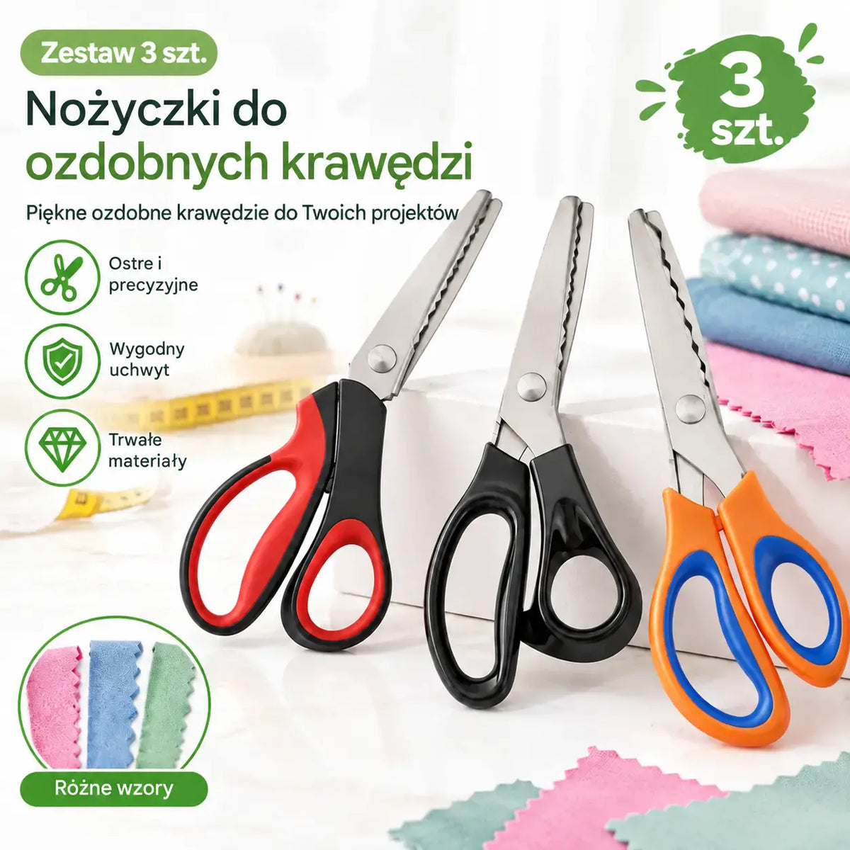 ✂️Profesjonalne nożyczki z ząbkowanym ostrzem do szycia, rękodzieła i codziennych projektów typu „zrób to sam”