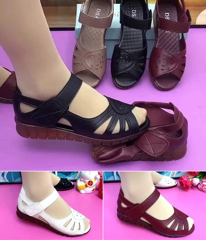 🌴【50% DE DESCUENTO】【35-41】Sandalias nuevas y cómodas de suela blanda de cuero genuino para mujeres de mediana edad y mayores