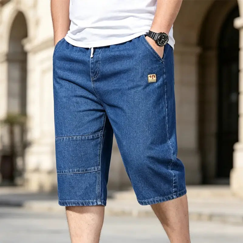 🔥【Zniżka ograniczona czasowo】【M-8XL】🔥 Męskie szorty jeansowe o długości 3/4, dopasowane i modne na lato