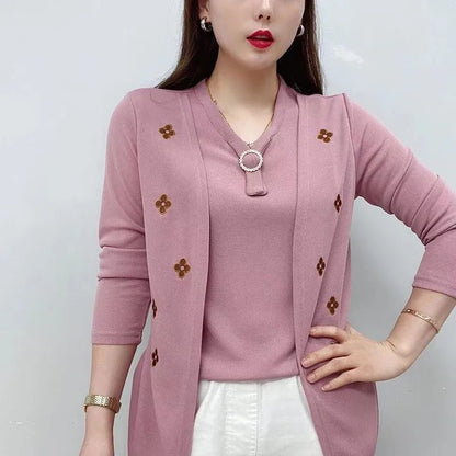 🎁💕【M-5XL】Luźna damska koszula, imitacja dwuczęściowego kompletu, elegancki i swobodny styl na lato.