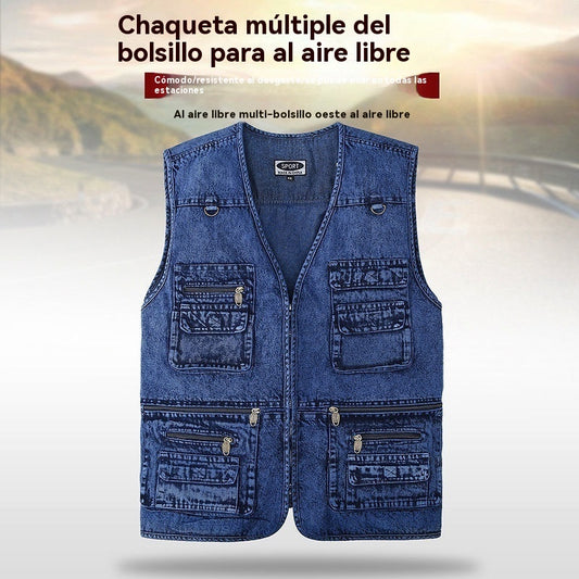 🔥El más vendido en España🔥【XL-7XL】2025 Chaleco vaquero multibolsillos para hombr💥Elegante, 💥Duradero, 💥Alta calidad, 💥Perfecto para pesca, actividades al aire libre y fotografía