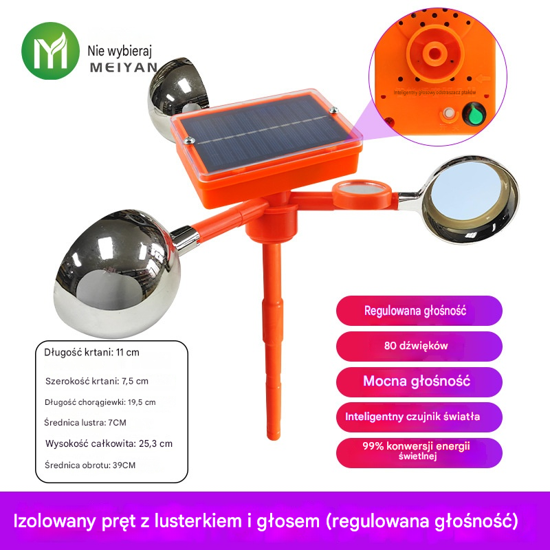 🐦🦉【NOWOŚĆ】Nowy, ulepszony, zasilany energią słoneczną, regulowany odstraszacz ptaków głosem