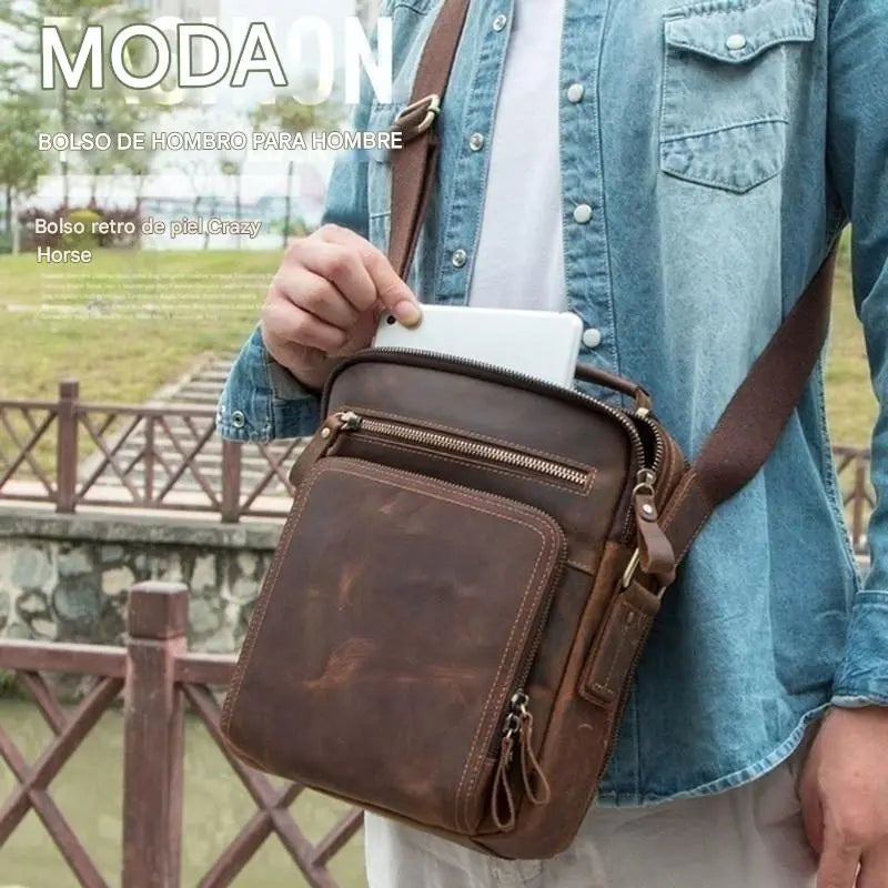 🔥👜【Bestseller!✨】【50% zniżki✨】👍🎁Męska torba na ramię z prawdziwej skóry: swobodna i stylowa, lekka i praktyczna, niezbędny dodatek do pracy.