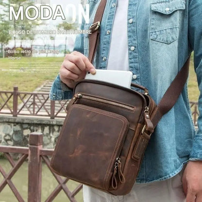 🔥👜【Bestseller!✨】【50% zniżki✨】👍🎁Męska torba na ramię z prawdziwej skóry: swobodna i stylowa, lekka i praktyczna, niezbędny dodatek do pracy.