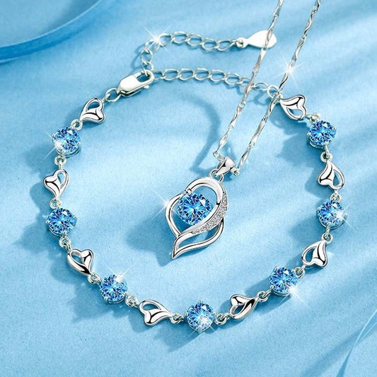 🌌🤍💎【Kupite jednu i dobijete jednu gratis】🤍Srebrna narukvica + set ogrlica od 925 sterlinga Ocean Heart,🌊Jednostavno i elegantno