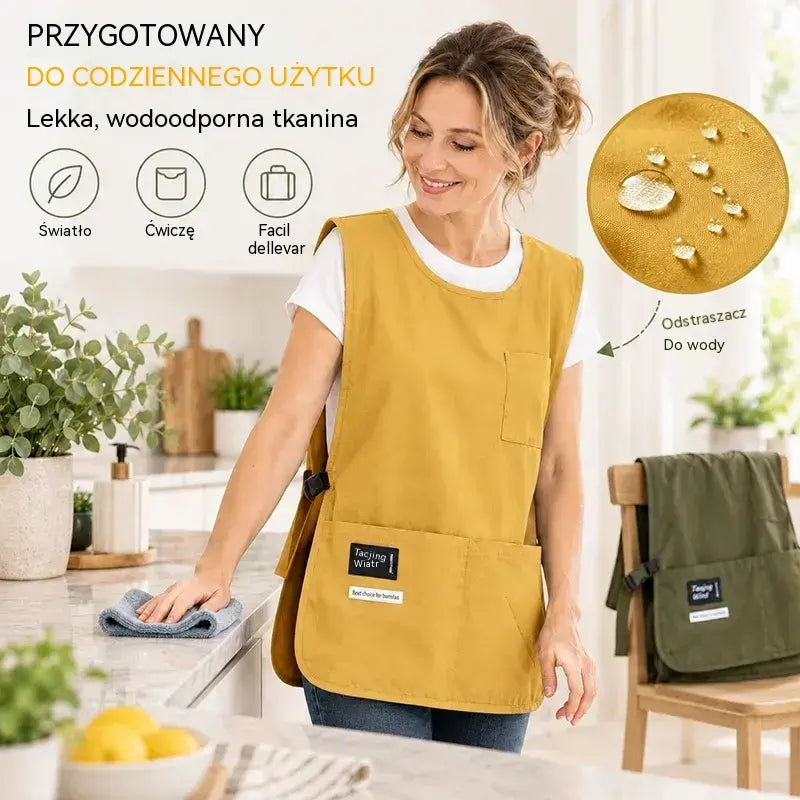 👩‍🍳✨ Wodoodporny i odporny na plamy fartuch – idealny do gotowania, rękodzieła i ogrodnictwa, z wygodnym dopasowaniem 🛡️