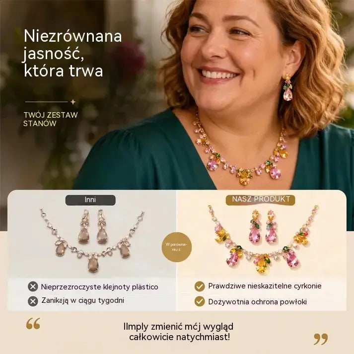 🌷👑Elegancki komplet naszyjnika i kolczyków z motywem tulipanów